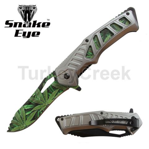 Snake Eye Tactical Spring Assist Knife - Green Leaf