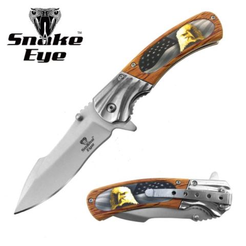Snake Eye Spring Assist Knife - Eagle Wood Handle