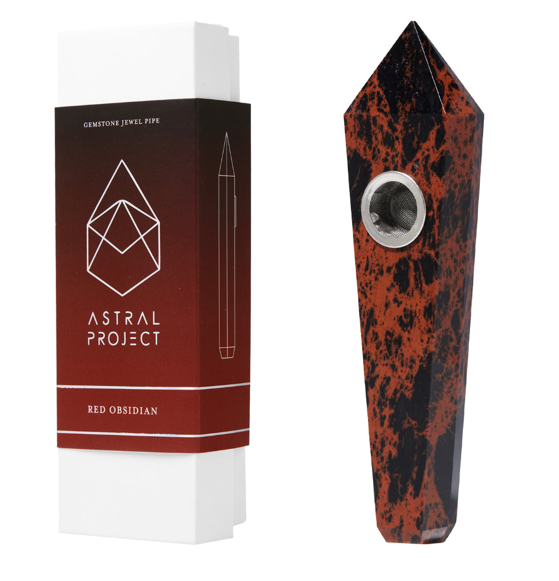 Gemstone Jewel Pipe - Red Obsidian