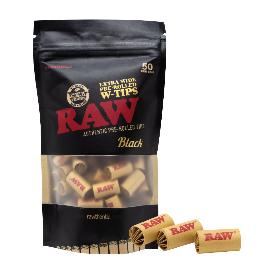 Raw Black Pre-Rolled Tips - Extra Wide (50 count bag)