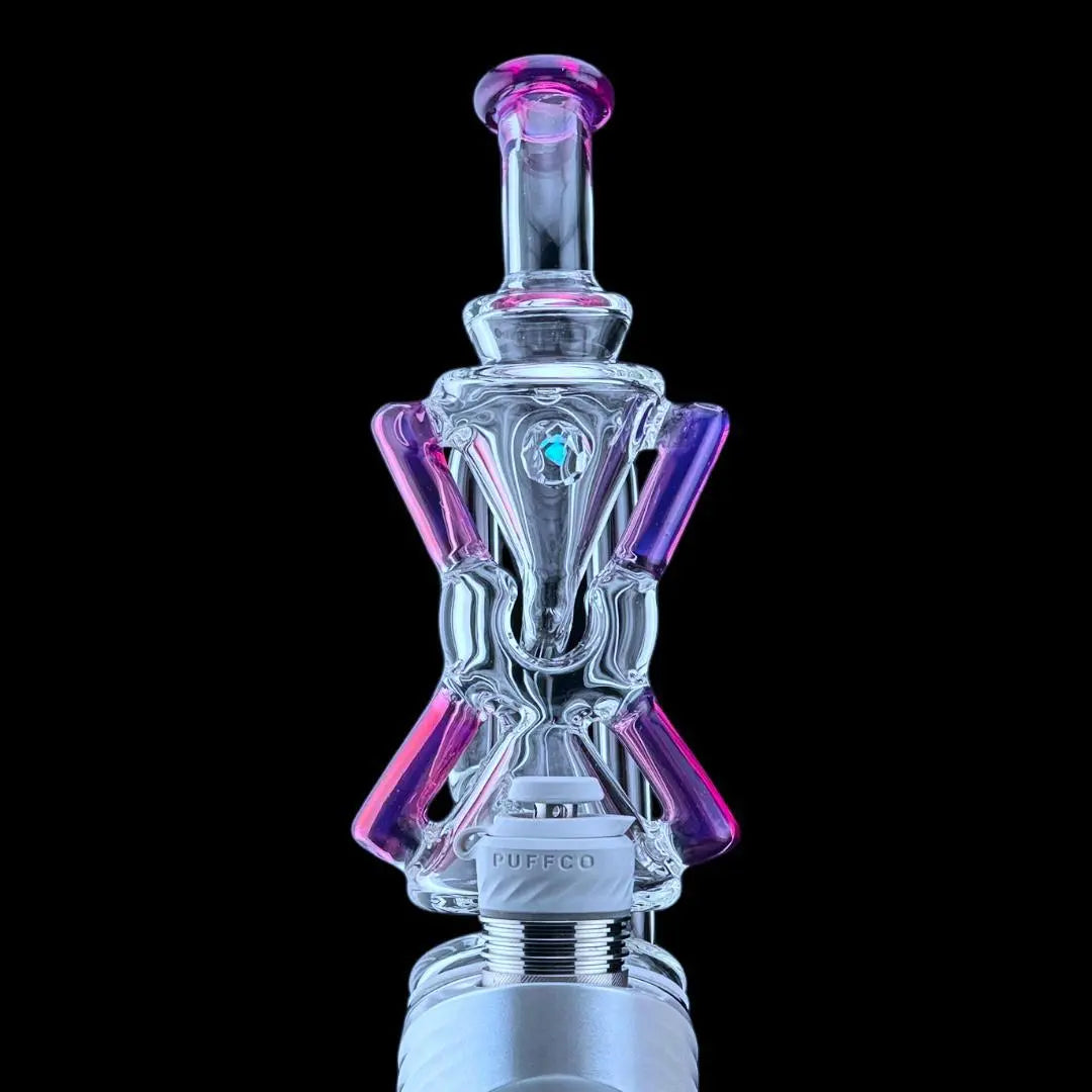 Iridescent Glass x Ion Glass : Le Superior XCR Puffco Peak Attachment - Le Faceted Telemagenta
