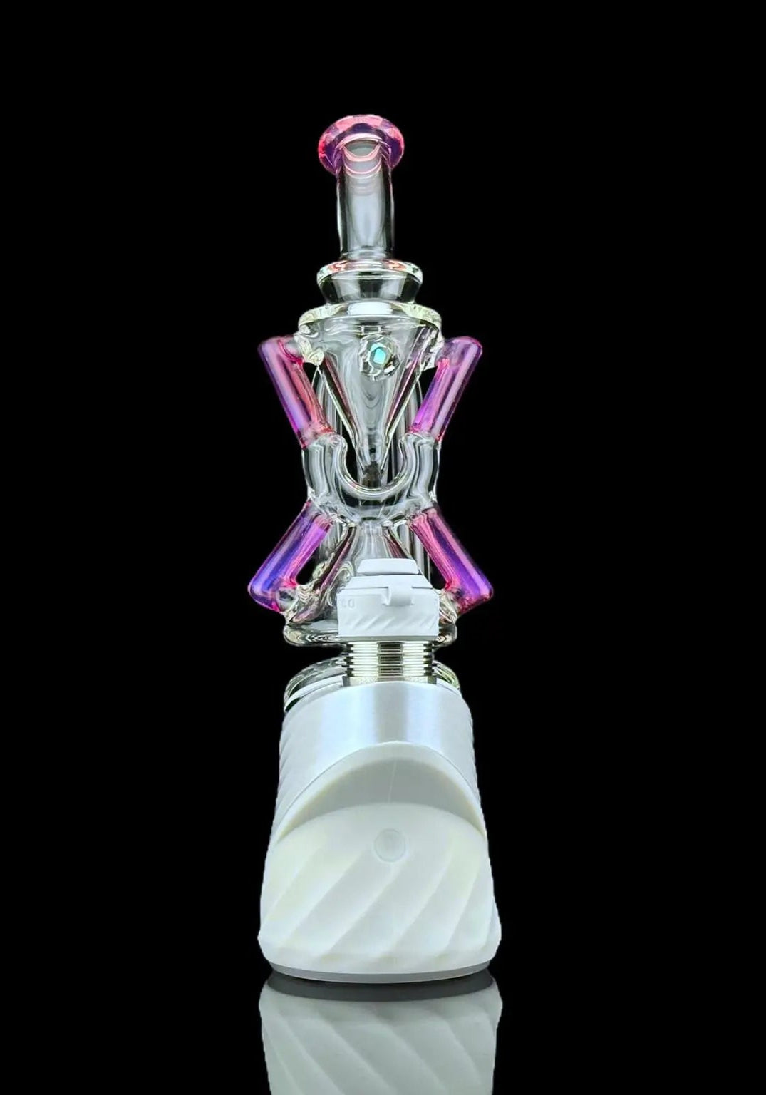 Iridescent Glass x Ion Glass : Le Superior XCR Puffco Peak Attachment - Le Faceted Telemagenta