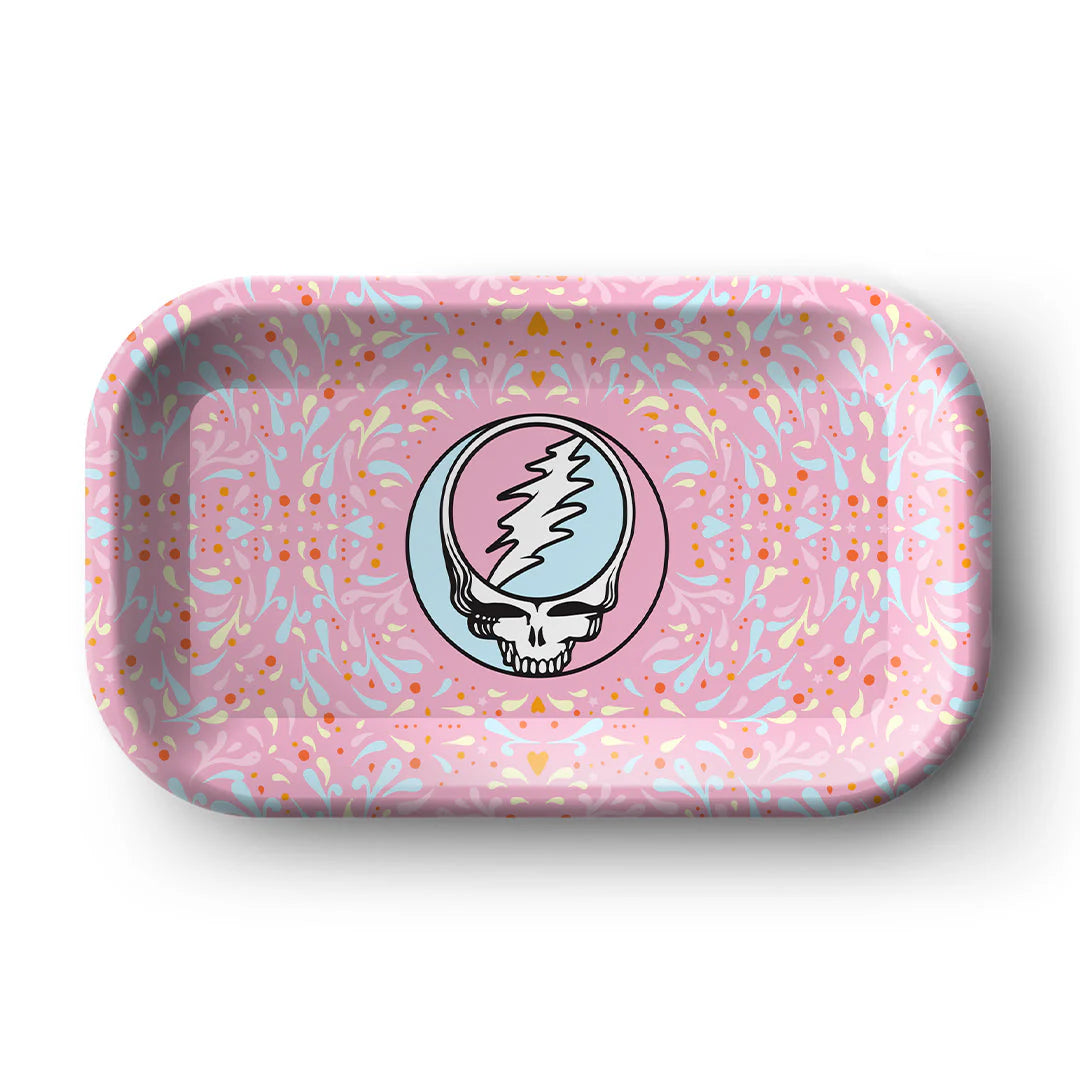Dead Head- Blazy Pink & Blue Stealie Rolling Tray