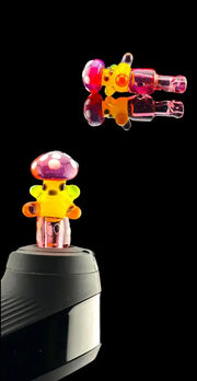 Iridescent Glass: Telemagenta X Yellow Crayon Shroom Dude NEW Peak/Proxy Joystick Cap