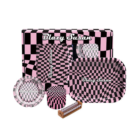 Blazy Susan Smoker's Kit 4pc. - Trippy Checkers