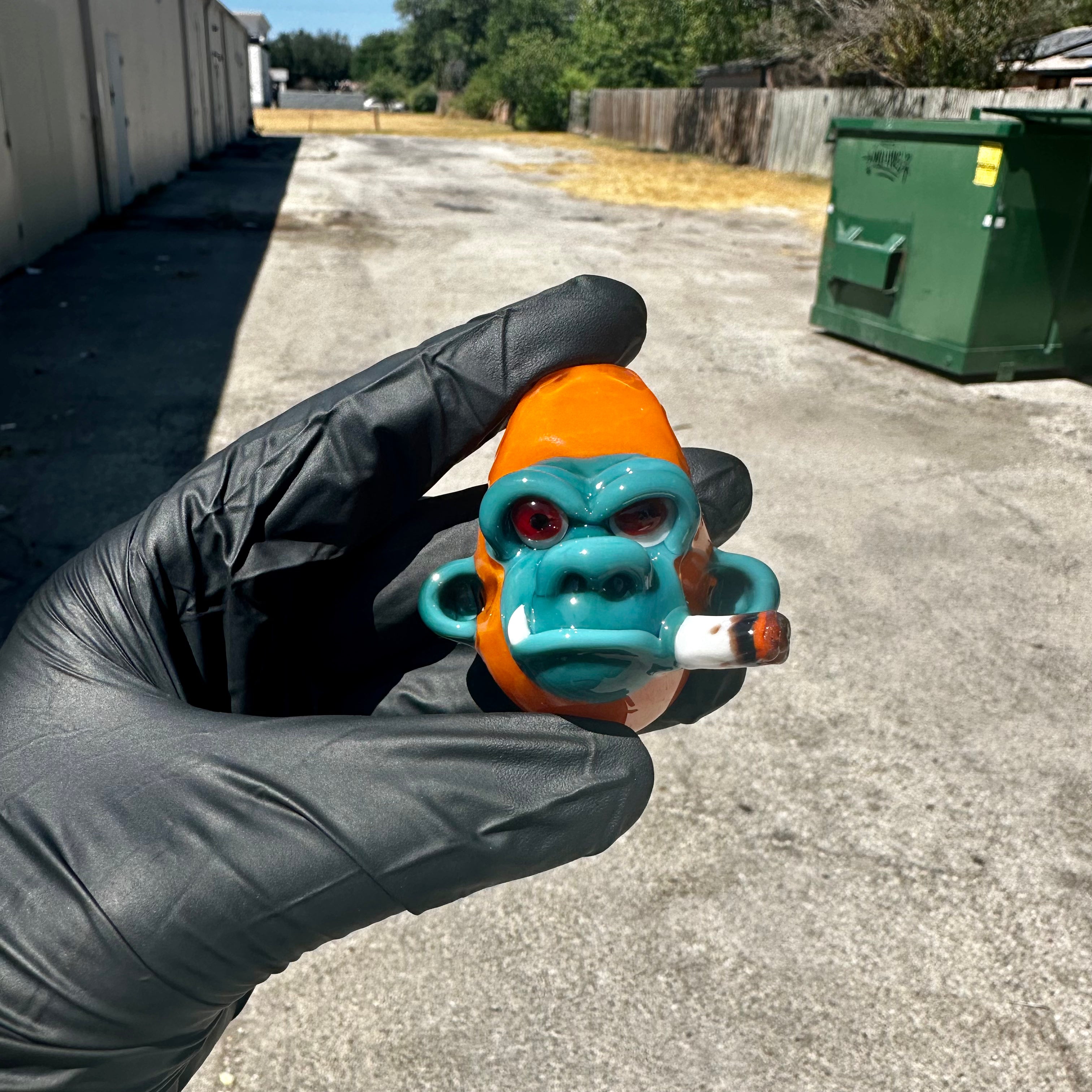 Catalyst Glass - Orange / Aqua Smokin' Chimp Pendy