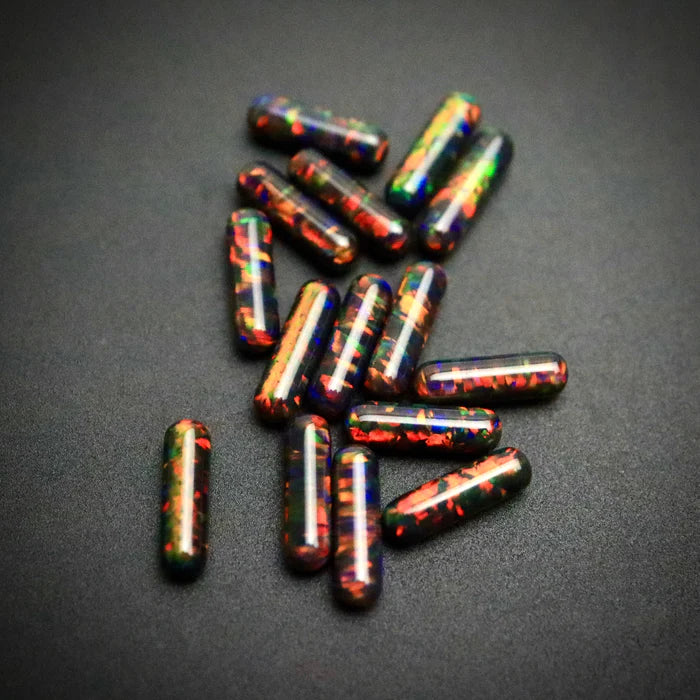 Black - Mini Opal Pillars (3X10mm) by Ruby Pearl Co.