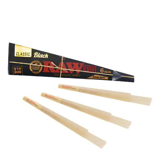 Raw Black Classic Scoop Pack Cones 1 1/4 6pk