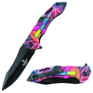 Snake Eye Spring Assist Knife - Tye Dye Stoner Girl