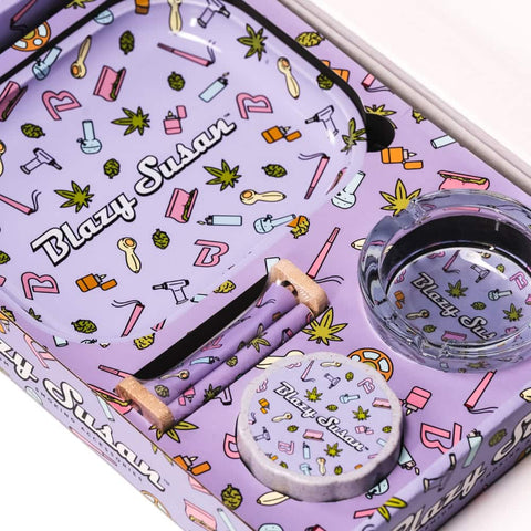 Blazy Susan Smoker's Kit 4pc. - Purple Icons