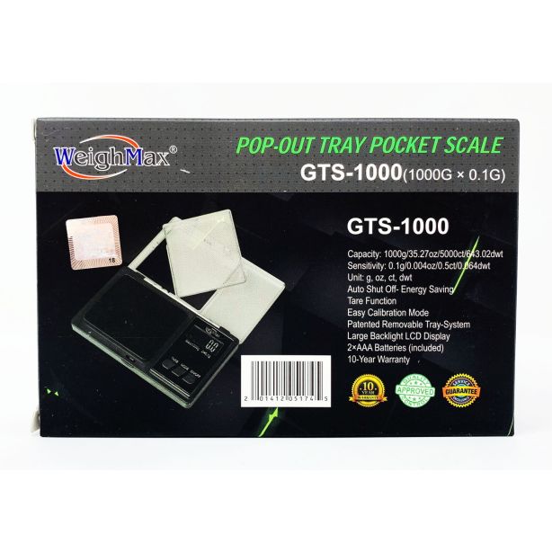 Weigh Max Digital Pop-Out Tray Pocket Scale 1000g x 0.1g