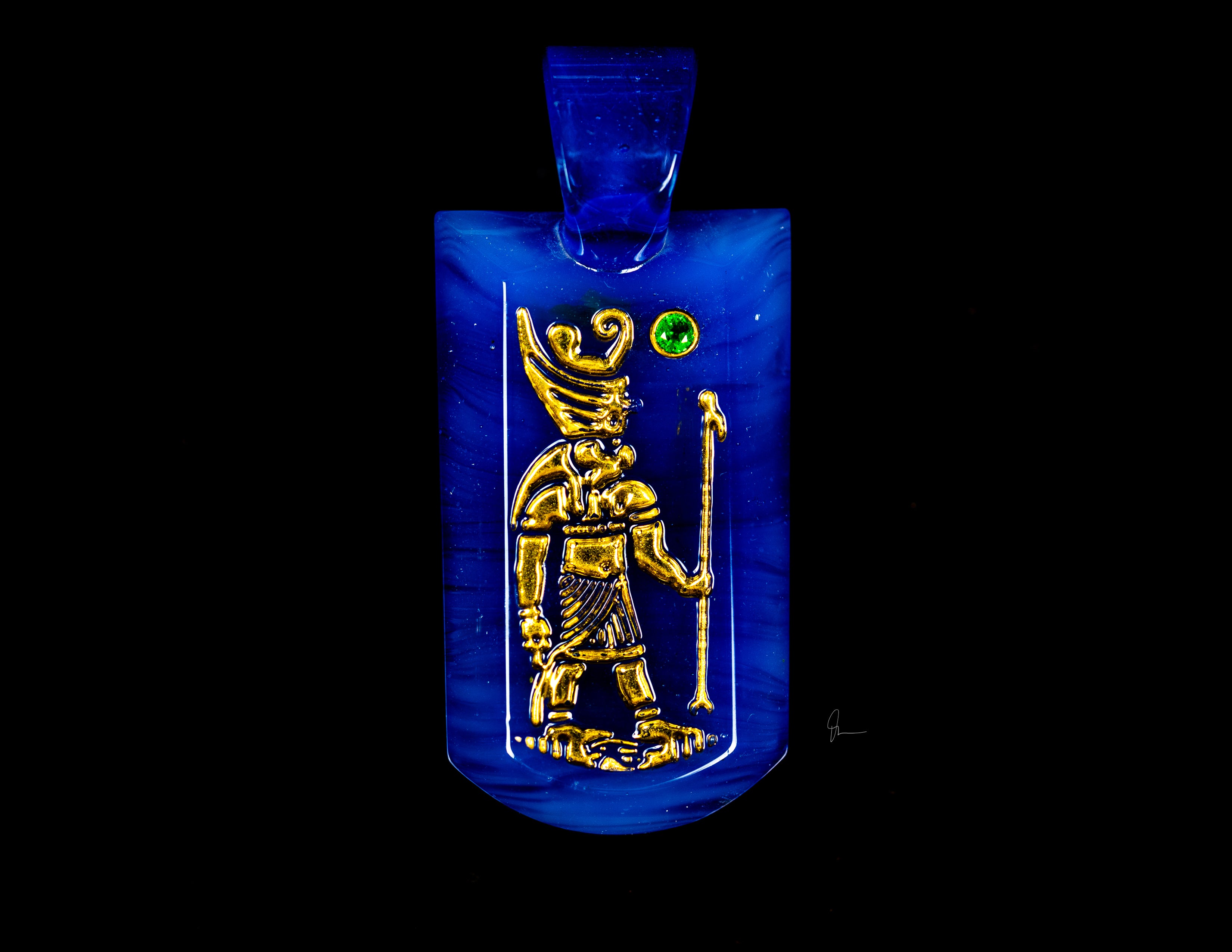 Green T Glass Tablet Pendy