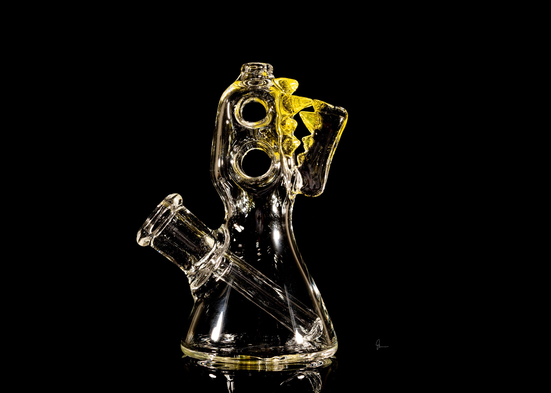Enuff Glass - TRex Beaker Clear w/ Yellow Teeth