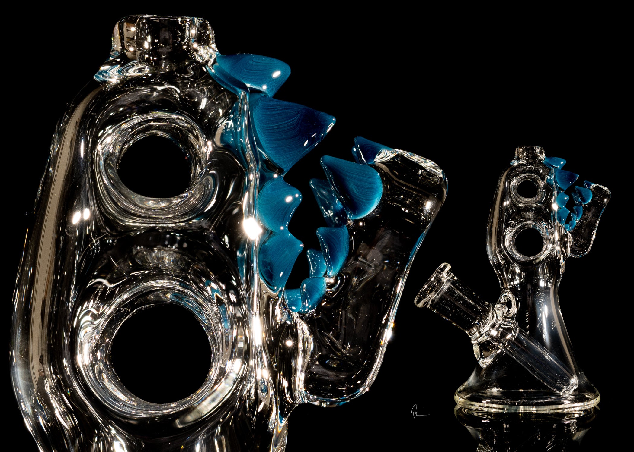 Enuff Glass - Trex Beaker Clear W/Colored Teeth